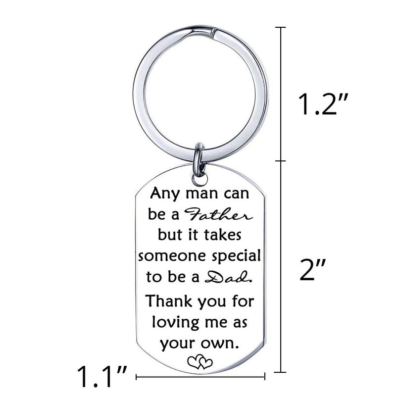 XGAKWD Step Dad Father in Law Keychain Gift, Any Man Can Be a Father Thank You Loving Me as Your Own, Father's Day Daddy Papa Birthday Christmas Keyring - Image 2